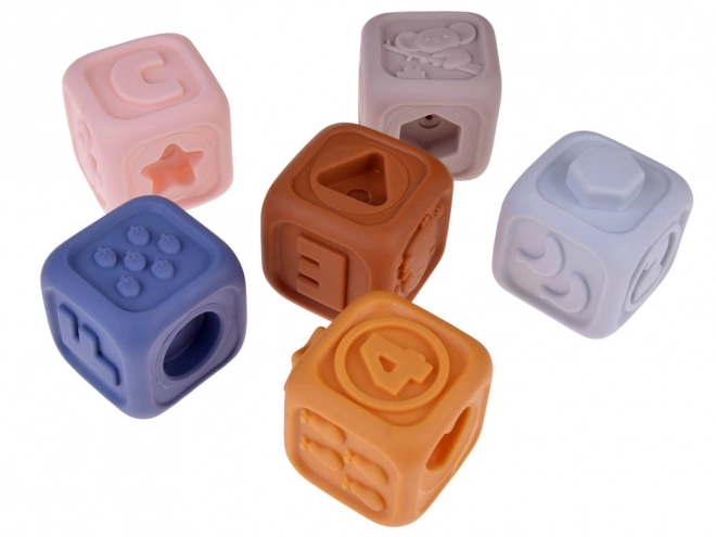 Bløde gummi sensoriske blokke pyramide puslespil med bamse ZA4819
