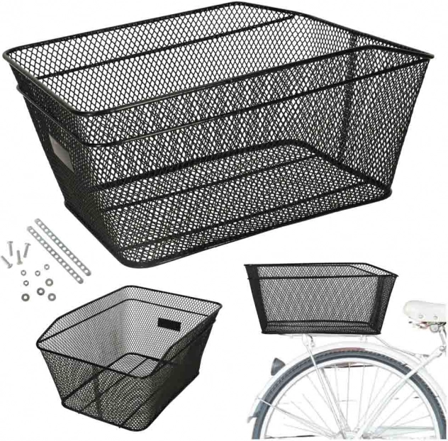 Sort cykelkurv til bagagebærer i metal 25 kg
