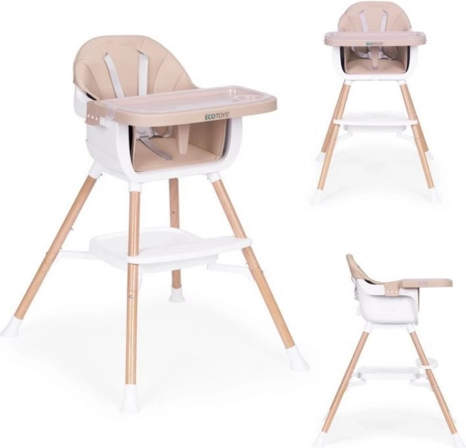 Børne højstol 2 i 1, beige, ECOTOYS