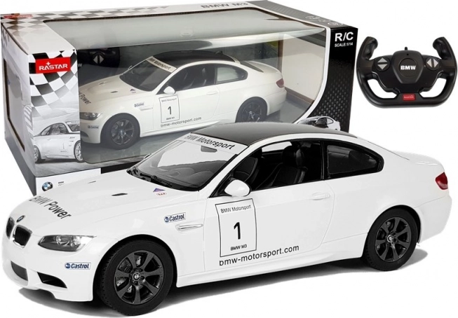RC bil BMW M3 RASTAR 1:14 hvid med fjernbetjening