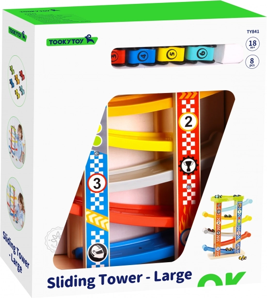 Tooky Toy Farverig bilrutschebane