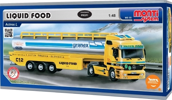 Byggesæt Monti System MS 55 Liguid Food Actros L-MB 1:48 i æske 31,5x16,5x8cm