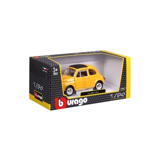 Bburago model bil Fiat 500 F 1965 gul 1:24