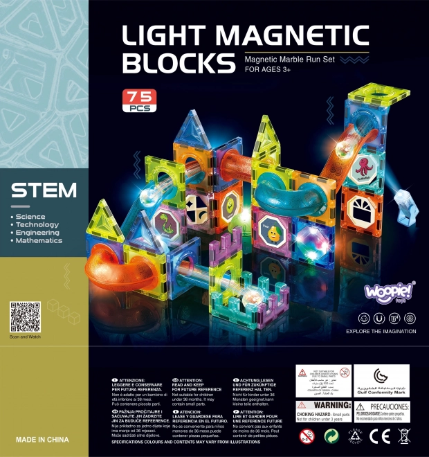 Lysende magnetisk kuglebane 75 stk