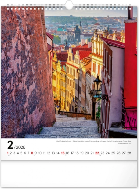 Væghængt kalender Prag 2026