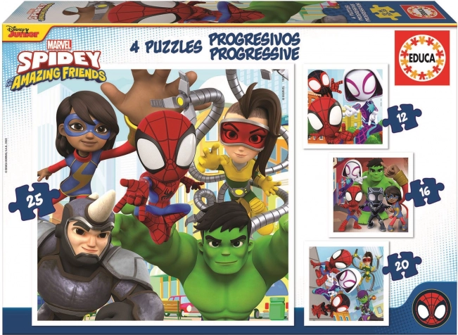 Puslespil Spidey og hans fantastiske venner 4-i-1