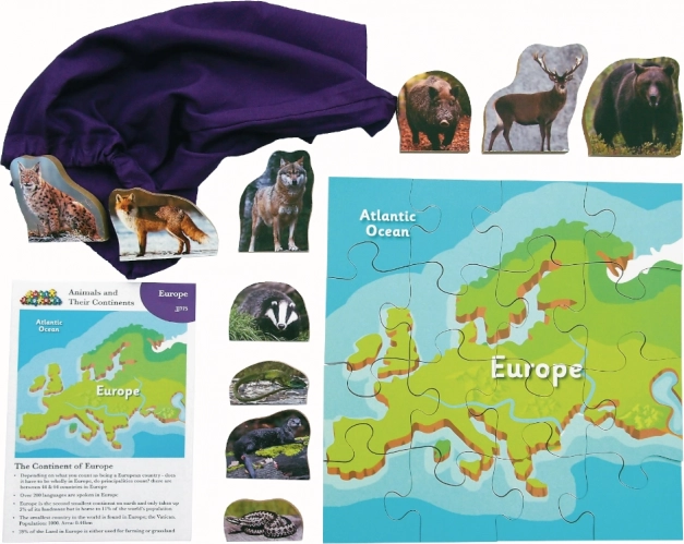 Europa og dens dyr træpuslespil