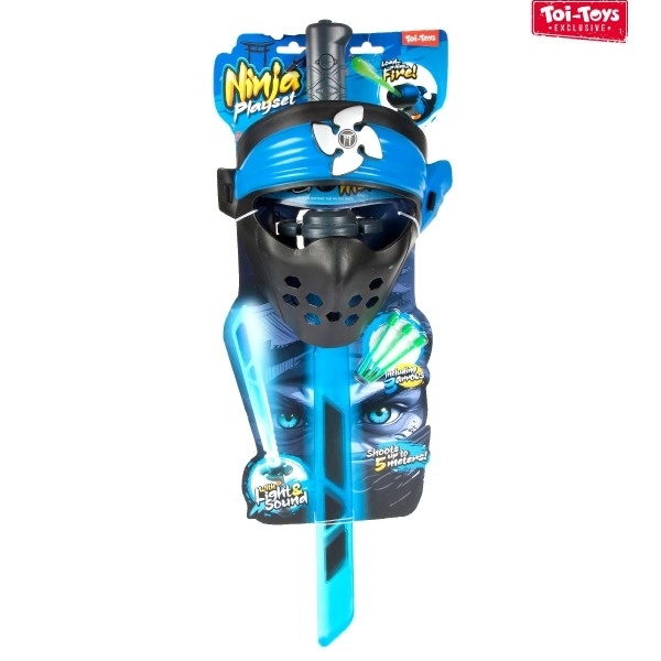 Ninja sæt sværd + maske + pile med lyd og lys