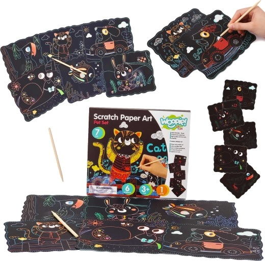 Woopie Art&Fun kreativt sæt med skrabebilleder til børn, 7 dele
