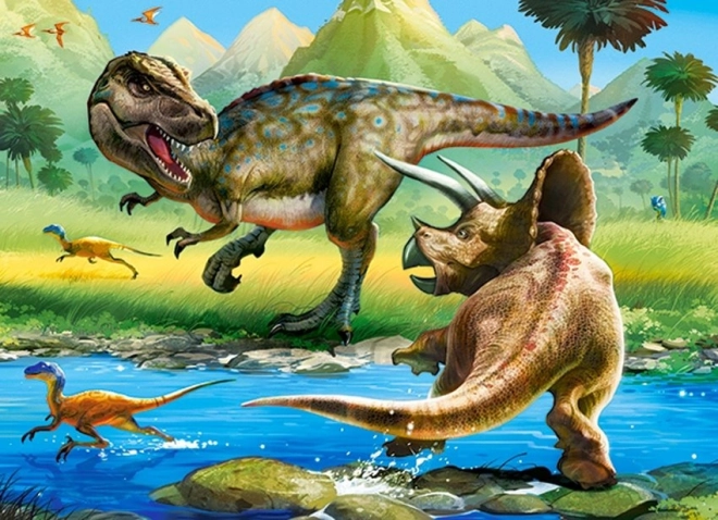 Puslespil Tyrannosaurus vs Triceratops 70 brikker