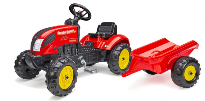 Trampetraktor med trailer rød