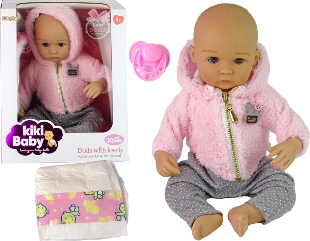Realistisk babydukke med tilbehør og sut, 40 cm