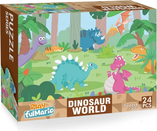 børnepuslespil dinosaurer 24 brikker 50 × 34 cm