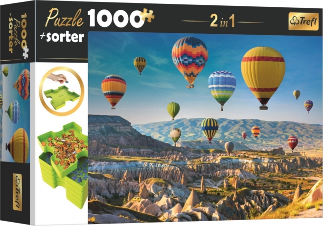 Puzzle og sorteringsbakke TREFL 2i1 Balloner over Kappadokien 1000 brikker