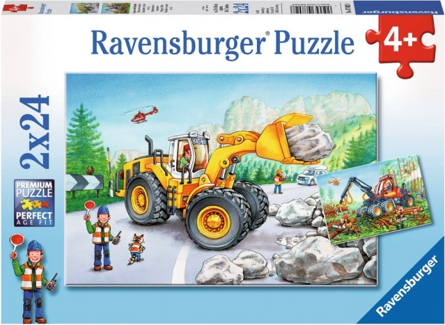 RAVENSBURGER Puslespil Tung teknik i aktion 2x24 brikker