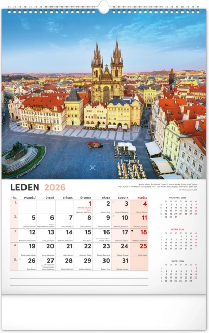 Vægkalender Prag 2026
