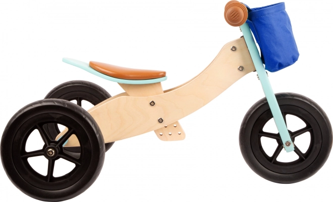 Træ balancecykel Maxi turkis til børn 2-i-1