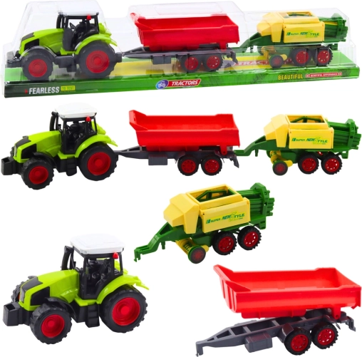 Børnetraktor med trailer og høpresser – farmsæt
