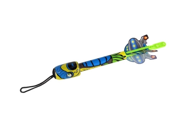 Skydepil med lyd plast 25 cm 4 farver på kort 13x31,5x4cm