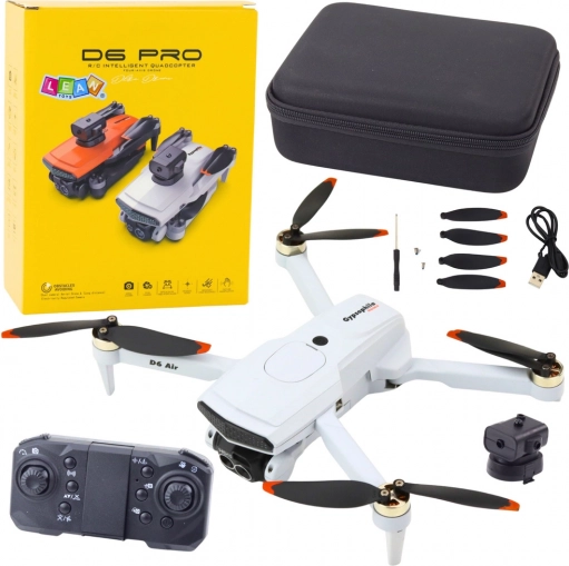 Drone D6 Pro med kamera og LED-belysning, app-styring – Lysegrå