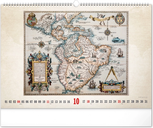 Vægkalender Gamle kort 2026