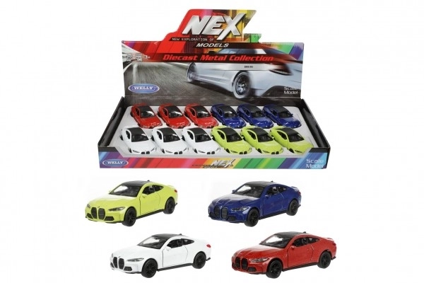 Auto Welly BMW M4 metal/plast 12cm 4 farver med rekyltræk