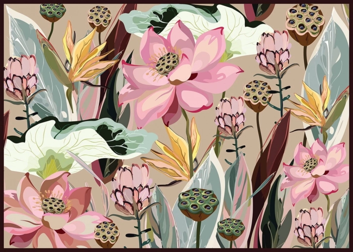 Puslespil Blomster: Lotus og Protea 1000 brikker