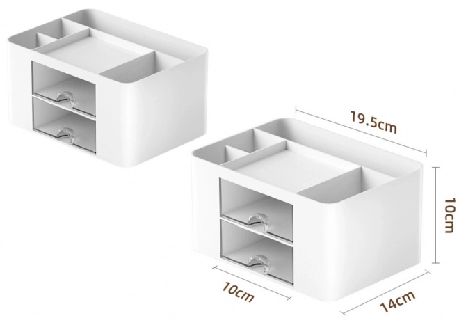 Organizer til skrivebord med hvide skuffer