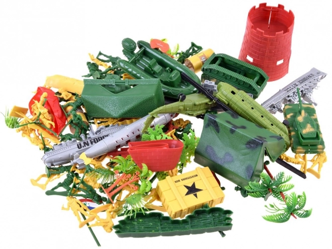 Stor sæt af figurer soldater militær tank helikopter ZA3287