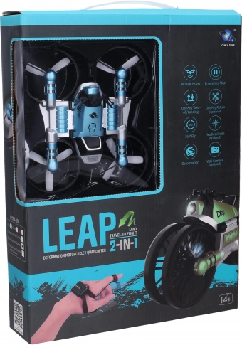 Drone–motorcykel 2-i-1 RC med fjernbetjening 17 × 15 cm
