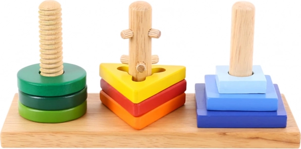 Træpuzzle med former Bigjigs Toys – sæt på og drej