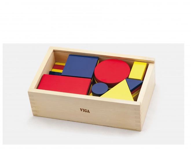 Træ logiske klodser geometriske former Viga Toys Montessori