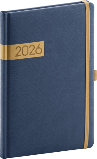Ugentlig kalender Blå-guld Twill 2026