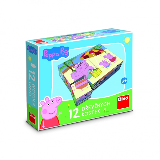 PEPPA GRIS 12 Træ licens terninger