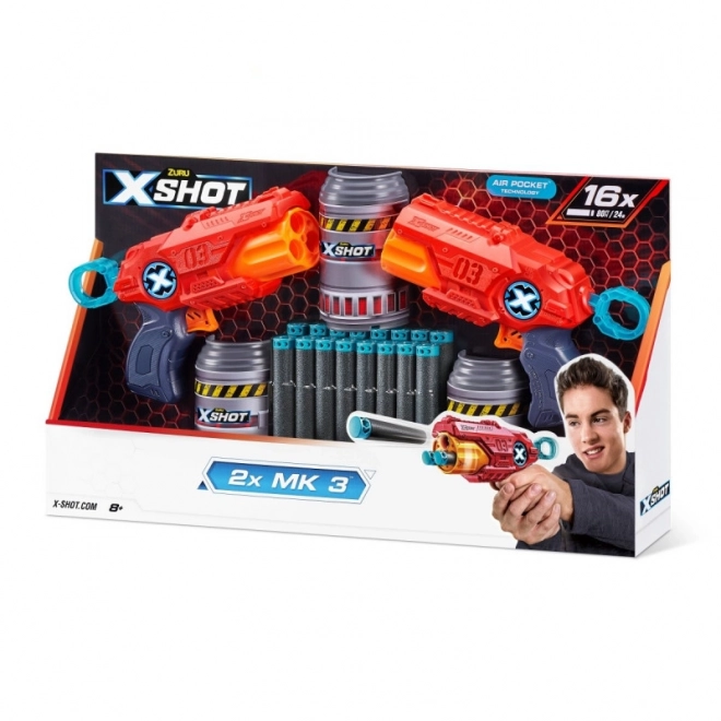 ZURU X-SHOT EXCEL MK 3 dobbelt pakke med roterende trommel og 16 patroner