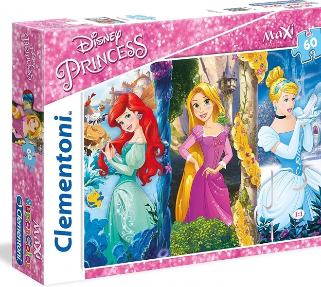 Puslespil Disney prinsesser: Ariel, Rapunzel og Askepot MAXI 60 brikker