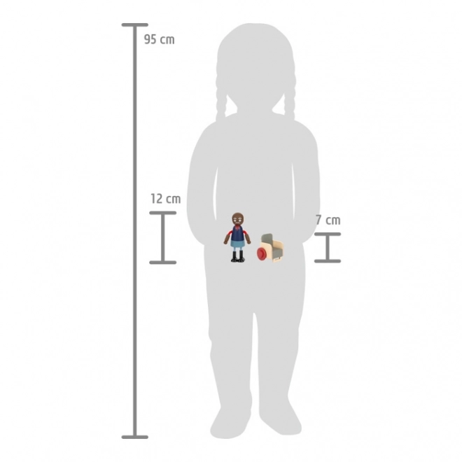 Små Fod Træfigurer Familie med kørestol