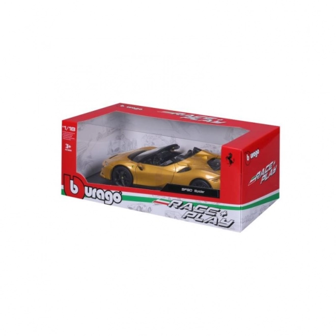 Bburago Ferrari SF90 Spider i skala 1:18 - gul