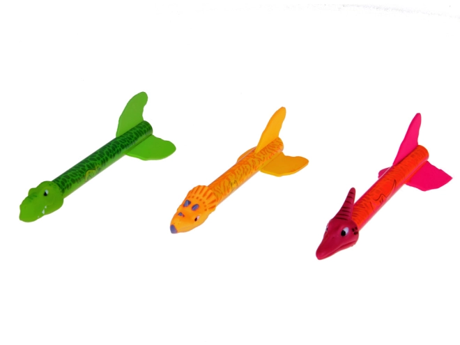 Tre farverige dinosaurer med effekter