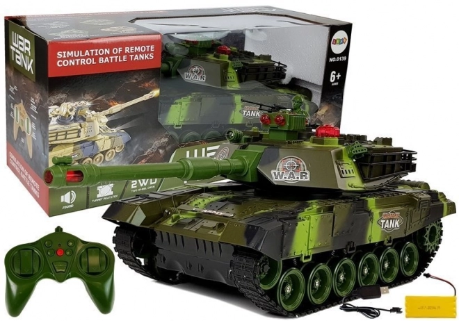 Stor R/C 2,4 GHz fjernstyret tank Lys Lyd Skydning Grøn