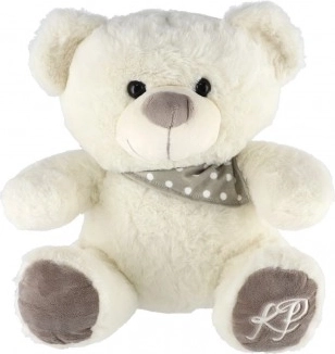 Plysset bamse med tørklæde 35 cm – hvid
