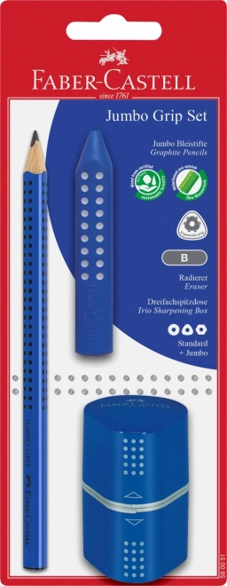 Grafitblyant Faber-Castell Grip Jumbo med tilbehør blå