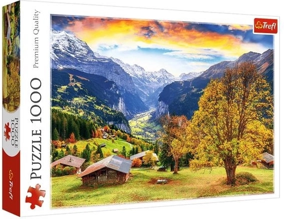 Puslespil 1000 brikker – malerisk alpelandsby Trefl