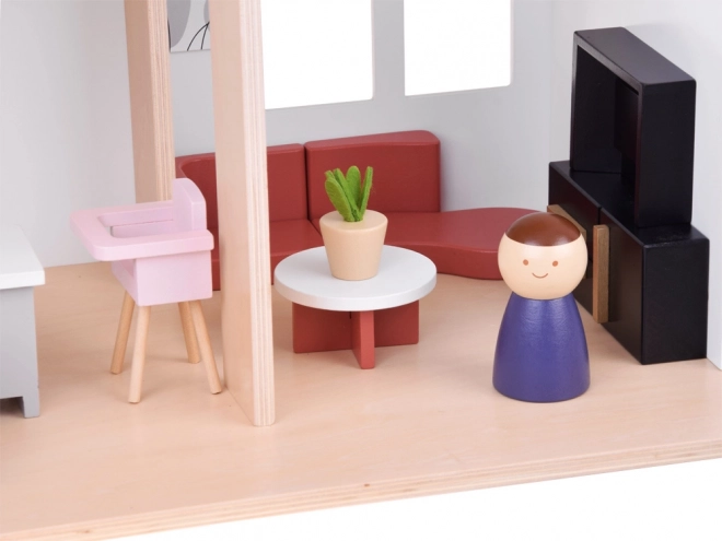 Træ Dukkehus i Loft Stil