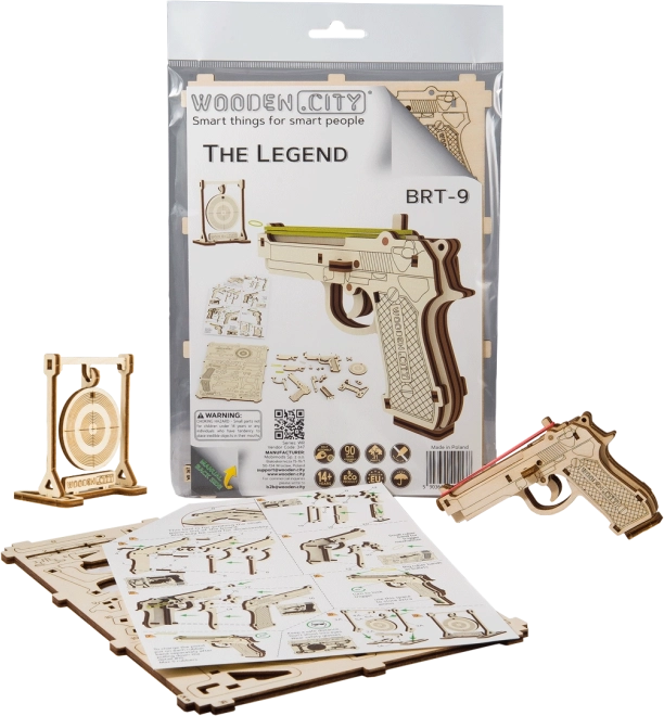 Træ 3D-puslespil pistol Legend BRT‑19 WOODEN CITY (31 dele)