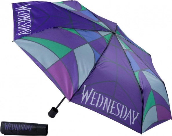 Sammenklappelig paraply med Wednesday-motiv