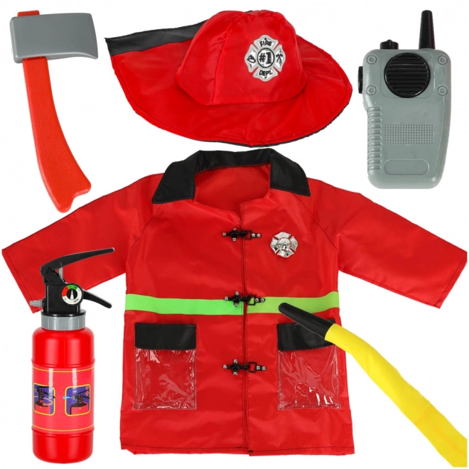 Karnevalkostume brandmand med walkie-talkie 3-8 år