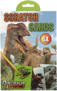 Skrabebilleder dinosaurer – sæt med 6 kort 21 × 14 cm