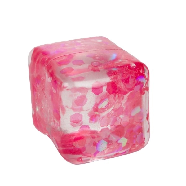 Anti-stress kube klem-slim 6x6 cm 4 farver i pose 12 stk i boks