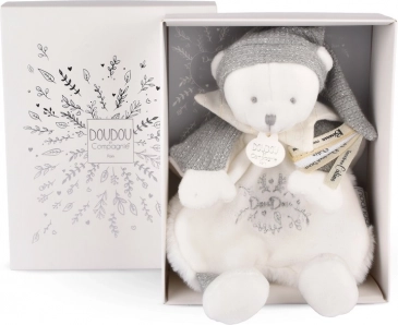 Doudou Gavesæt - Plys bamse med hue 25 cm